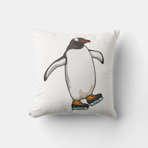 Pinguïn bij ijsschaatsen met ijsschaatsen kussen
