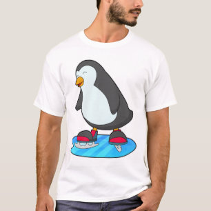 Pinguïn bij ijsschaatsen met ijsschaatsen t-shirt