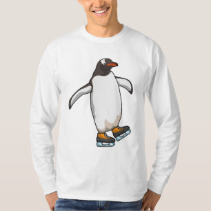 Pinguïn bij ijsschaatsen met ijsschaatsen t-shirt