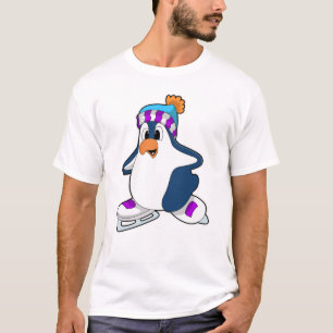 Pinguïn bij ijsschaatsen met ijsschaatsen t-shirt