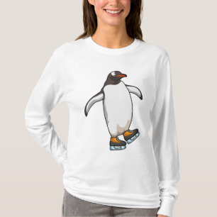 Pinguïn bij ijsschaatsen met ijsschaatsen t-shirt