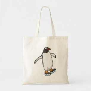 Pinguïn bij ijsschaatsen met ijsschaatsen tote bag