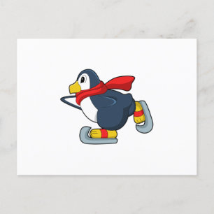 Pinguïn bij ijsschaatsen met ijsscheuren.PNG Briefkaart