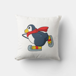 Pinguïn bij ijsschaatsen met ijsscheuren.PNG Kussen