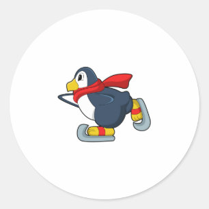 Pinguïn bij ijsschaatsen met ijsscheuren.PNG Ronde Sticker