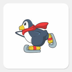 Pinguïn bij ijsschaatsen met ijsscheuren.PNG Vierkante Sticker