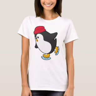 Pinguïn bij ijsschaatsen met Pet T-shirt