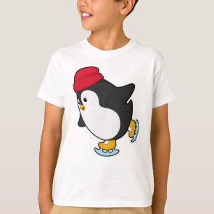 Pinguïn bij ijsschaatsen met Pet T-shirt