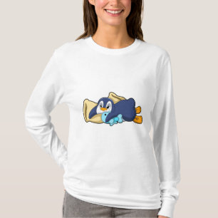 Pinguïn bij slapen met piloot t-shirt