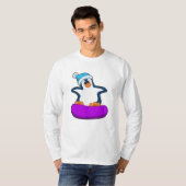 Pinguïn bij Snowboarding met Snowboard T-shirt (Voorkant volledig)