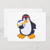 Pinguïn bij volleybalsporten briefkaart (Voorkant / Achterkant)