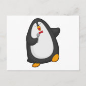 Pinguïn bij Zingen met microfoon en Stropdas Briefkaart (Voorkant)