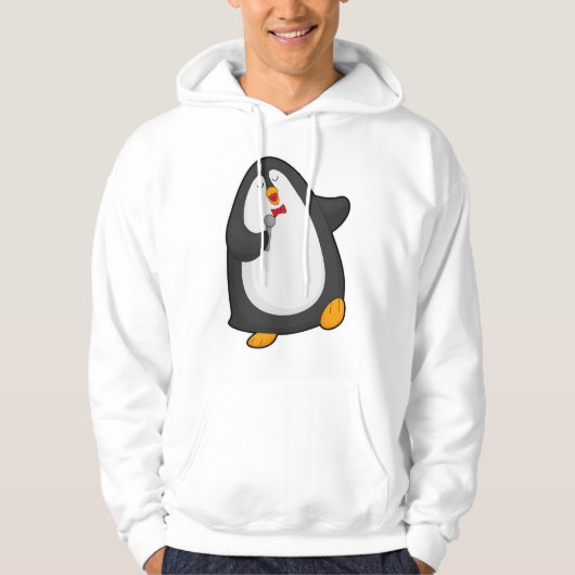 Pinguïn bij Zingen met microfoon en Stropdas Hoodie (Voorkant)