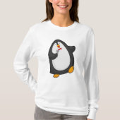 Pinguïn bij Zingen met microfoon en Stropdas T-shirt (Voorkant)