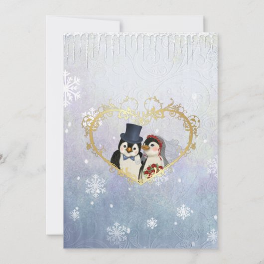 Pinguïn bruid en bruidegom bruiloft uitnodiging (Achterkant)