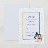 Pinguïn bruiloft - RSVP Kaartje (Voorkant / Achterkant)