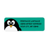 pinguïn cartoon smaragd en zwart etiket (Voorkant)