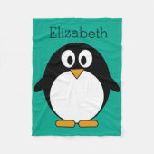 pinguïn cartoon smaragd en zwart fleece deken (Voorkant)