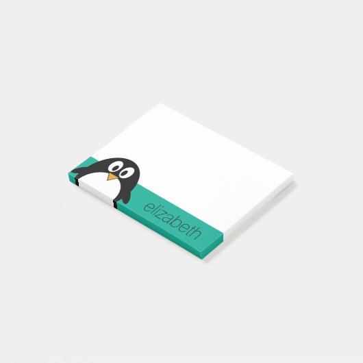 pinguïn cartoon smaragd en zwart post-it® notes (Schuin)