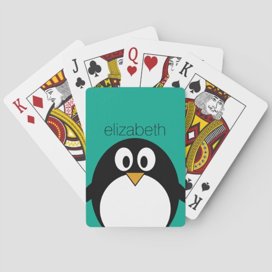 pinguïn cartoon smaragd en zwart speelkaarten (Achterkant)