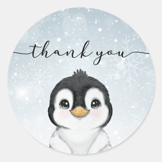 Pinguïn Dank u Favor Ronde Sticker (Voorkant)