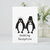 Pinguïn Design Huwelijksreceptie Informatiekaartje (Staand voorkant)