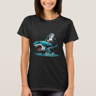 Pinguïn die op haaienpak kostuum zee dier liefhebb t-shirt