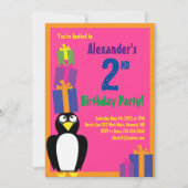 Pinguïn Dier Kinder Verjaardagsfeest Uitnodigingen (Voorkant)