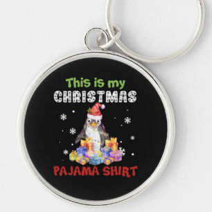 Pinguïn Dit Is Mijn Kerst Pyjama Shirt Sleutelhanger