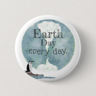 Pinguïn Earth Dag Ronde Button 5,7 Cm