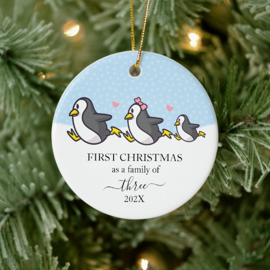 Pinguïn eerste kerstfamilie van 3 keramisch ornament (Boom)