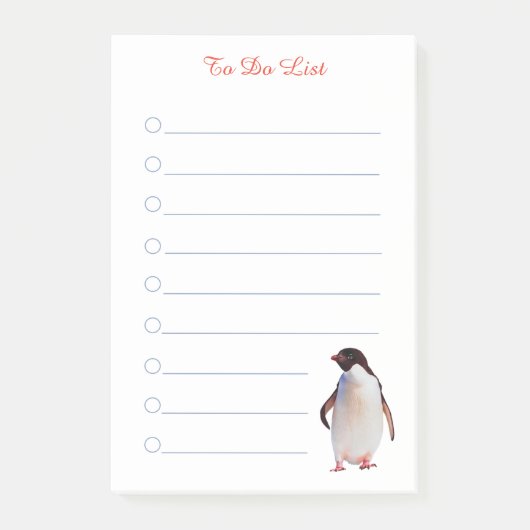 Pinguïn en kalligrafie op witte voering post-it® notes (Voorkant)