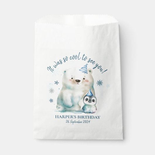 Pinguïn en Polar Beer Winterverjaardag Bedankzakje (Voorkant)