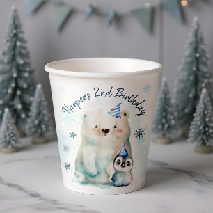 Pinguïn en Polar Beer Winterverjaardag Papieren Bekers