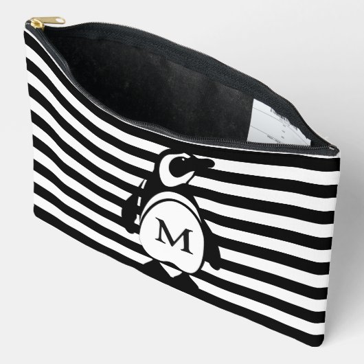 Pinguïn en Strepen Monogram Etui (Open)