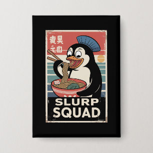 Pinguïn Eten Ramen Funny Slurp Squad Button
