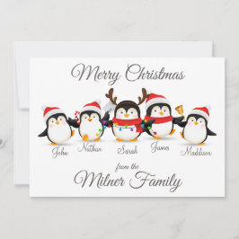 Pinguïn Familie Vrolijke Kerst Kaart
