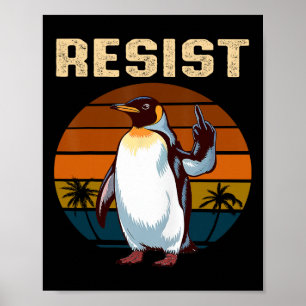 Pinguïn Flippers Up Weerstaan Grappige Pinguïns Te Poster