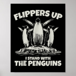 Pinguïn Flippers Up Weerstaan Grappige Pinguïns Te Poster