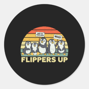 Pinguïn Flippers Up Weerstaan Grappige Pinguïns Te Ronde Sticker