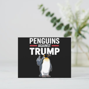 Pinguïn Flippers Up Weerstaan Pinguïns Tegen Trump Briefkaart