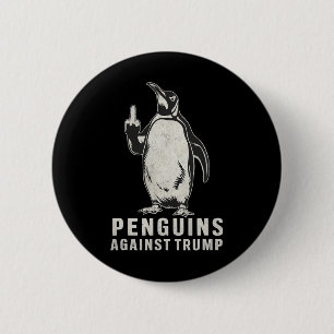 Pinguïn flipt middelvinger tegen pinguïns ronde button 5,7 cm