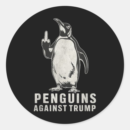 Pinguïn flipt middelvinger tegen pinguïns ronde sticker (Voorkant)