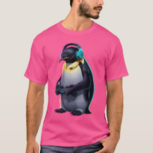 Pinguïn Gamen Dier Videogames Grappige Pinguïn fa T-shirt