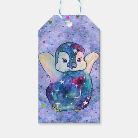 Pinguïn genaamd Button Cadeaulabel (Voorkant)