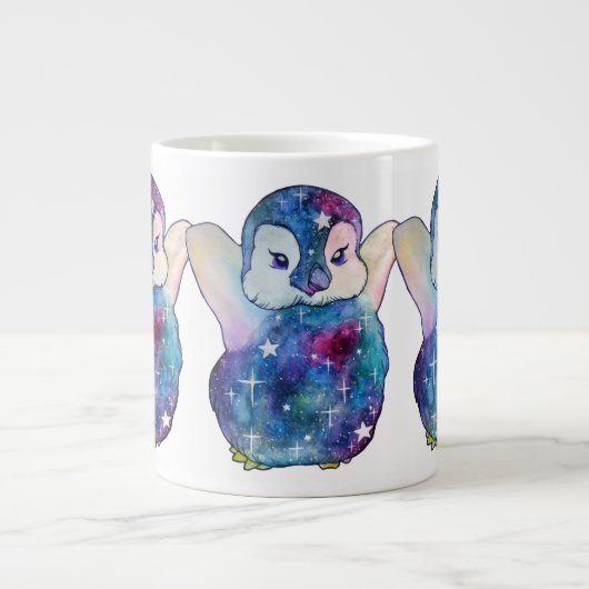 Pinguïn genaamd Button Extra Grote Beker (Voorkant)