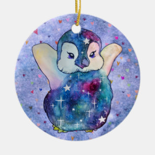 Pinguïn genaamd Button Keramisch Ornament