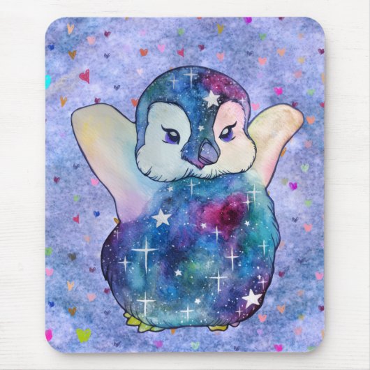 Pinguïn genaamd Button Muismat (Voorkant)