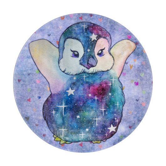 Pinguïn genaamd Button Snijplank (Voorkant)