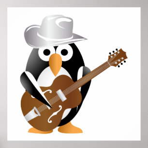 Pinguïn gitarist poster